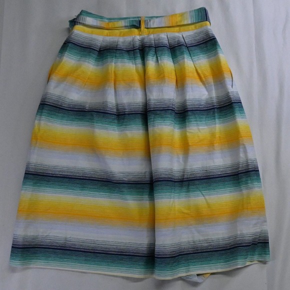 NEW Gap 10 Yellow Blue White Stripe Belted‎ A-Line Spring Skirt - Picture 4 of 4